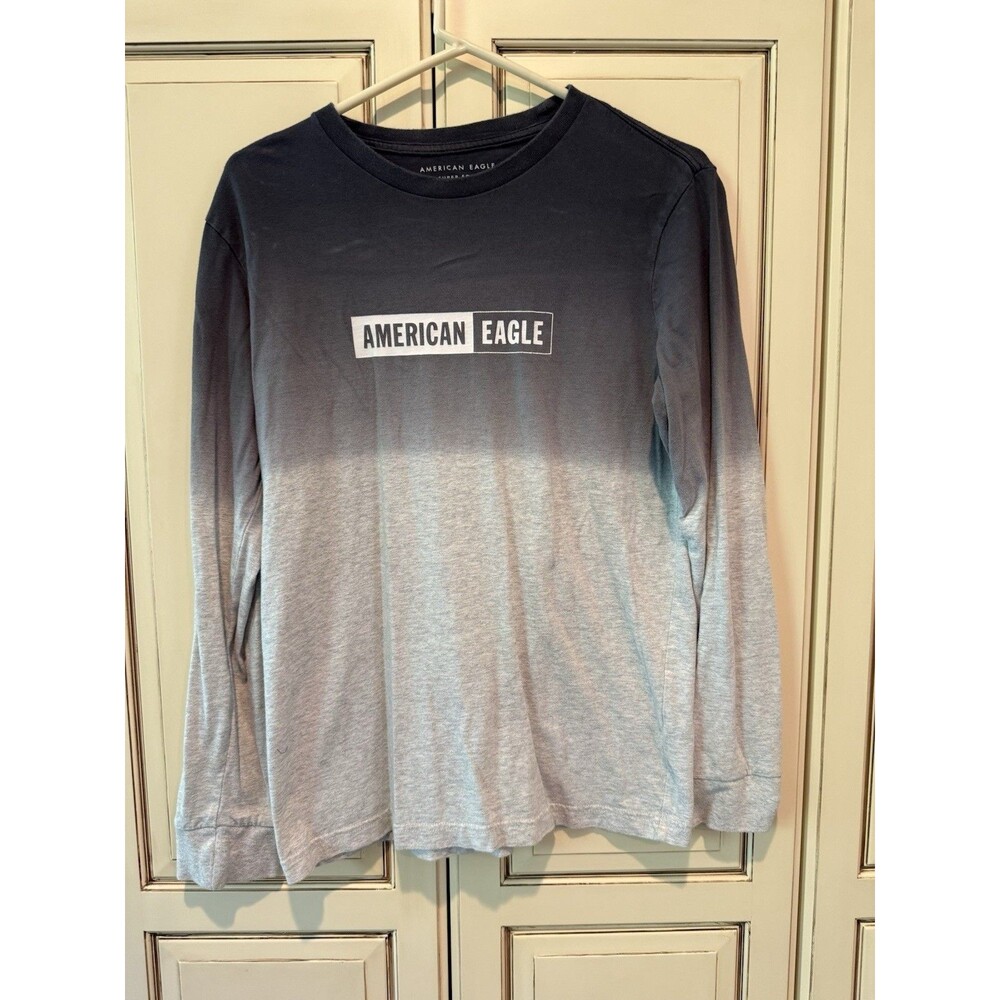 2 American Eagle Men’s S Long Sleeve Cotten Ombré Grey And Blue Teal